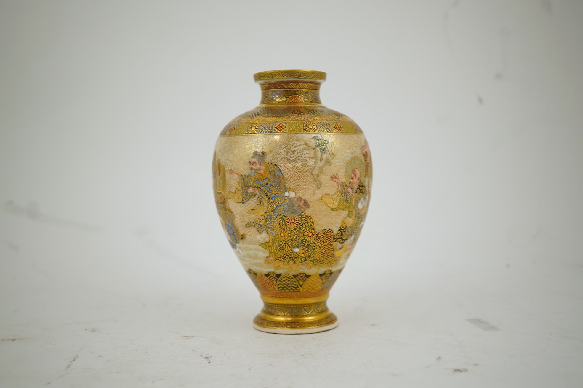 A Japanese small Satsuma vase, by Hattori, Meiji period